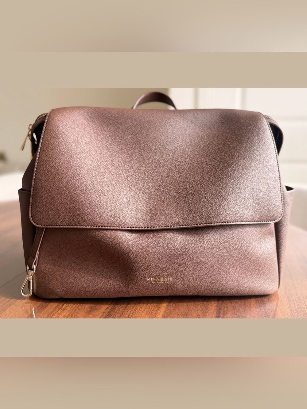 Mina Baie Women's Dusty Rose Leather Backpack